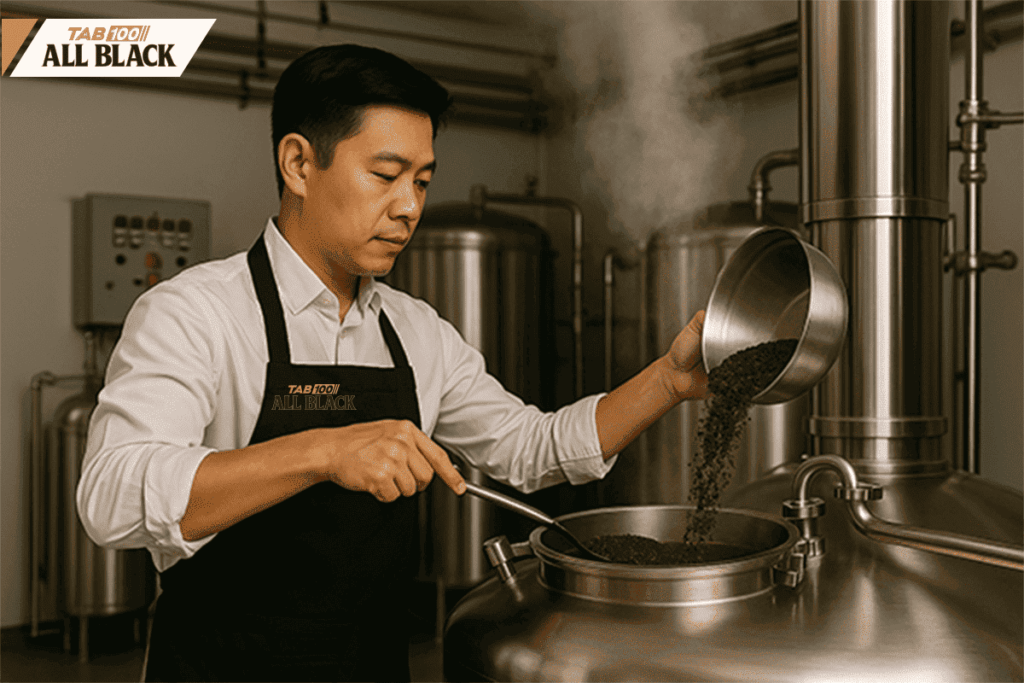 Chính Thức Ra Mắt TAB 100 ALL BLACK – Định Nghĩa Mới Về Bia Đen Dễ Uống Nấu bia TAB100 ALL BLACK (Ảnh minh hoạ)